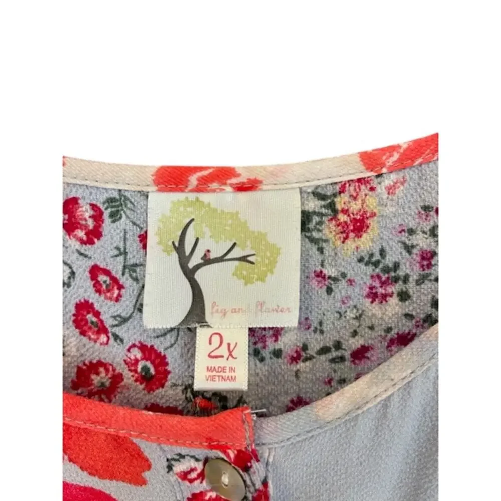 Anthropologie Fig‎ and Flower Floral Blouse | Women's Size 2X - Picture 4 of 8